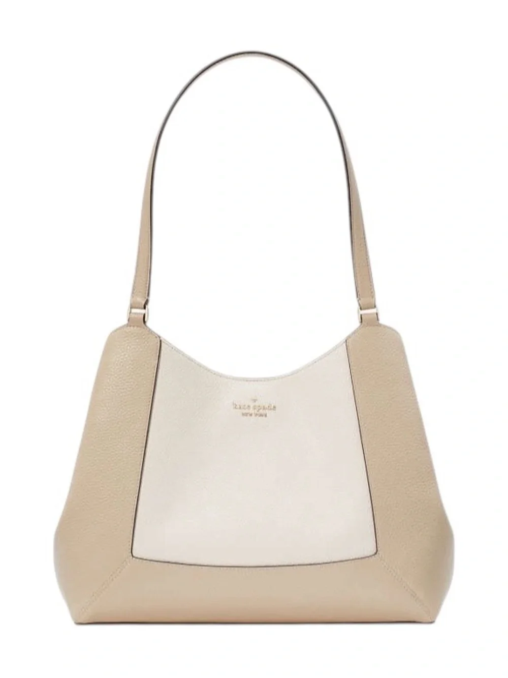 Kate Spade Cream and Tan Pebbled Leather Triple Compartment Shoulder Bag NW